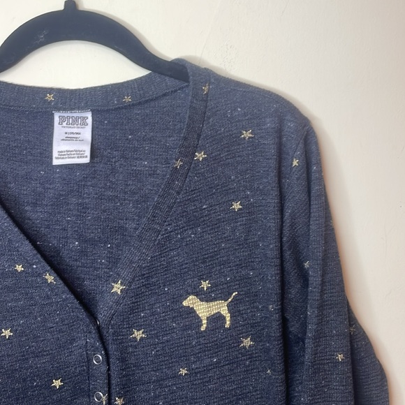 Victoria's Secret PINK PJ Romper Thermal Ruffle Stars Snap Front Rare 2017 NWOT - Picture 8 of 10